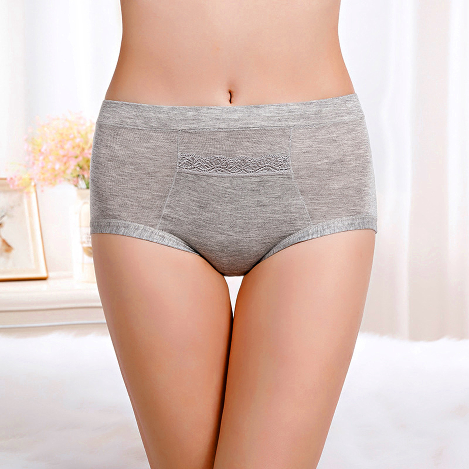 thumbnail image 2 of Braguitas menstruales de cintura alta y antiescapadas para mujer - Ropa interior fisiológica con bolsillo elástico, 2 of 4